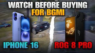 ROG 8 PRO VS I PHONE 16🔥🙀 120 FPS IN BGMI  BEST GAMING PHONE [upl. by Lenor478]