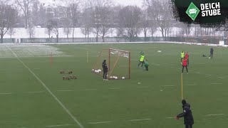 Bittencourt lässt den Schnee fliegen So lief das erste Werder BremenTraining vor dem FC Augsburg [upl. by Nazus]