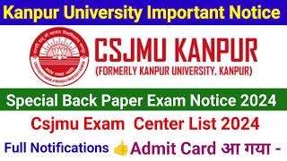 Kanpur University Special Back Paper Admit Card 2024 [upl. by Yarased787]