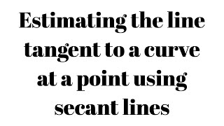 Estimating a line tangent to a curve at a point using secant lines [upl. by Harrod579]