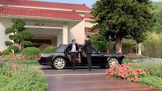 Macron arrives in Songyuan in Guangzhou [upl. by Nauqed]