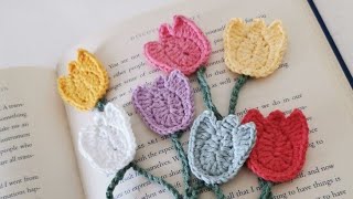 Reutiliza tus hilos restantes para tejer Separadores de Libros Tulipán Tejido a Crochet [upl. by Ymaj3]