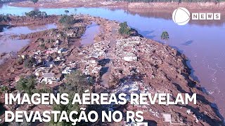 Imagens aéreas revelam devastação após enchentes no RS [upl. by Ahmad]