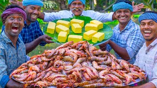 BUTTER GARLIC PRAWNS  Shrimp Roast with Butter  Spicy Prawn Recipe Cooking in Village [upl. by Lenora]