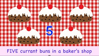 Five Currant Buns  NURSERY RHYME  Counting Song  rainbowrabbitsongs  rainbowrabbitsongs [upl. by Hanid]