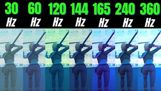 Fortnite 30Hz vs 60Hz vs 120Hz vs 144Hz vs 165Hz vs 240Hz vs 360Hz [upl. by Natala]