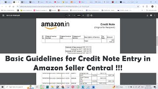 Basic Guidelines for Credit Note Entry in Amazon Seller Central [upl. by Illene]