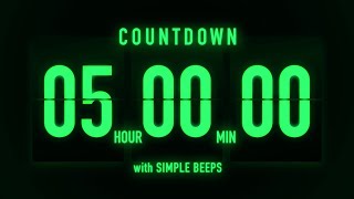 5 Hours Countdown Flip Timer  Simple Beeps 🟢 [upl. by Abagail]