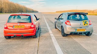 RENAULTSPORT CLIO 182 vs 197 DRAG RACE ON A BUDGET [upl. by Aciretal]