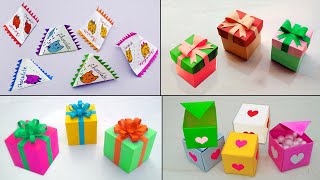 4 Easy gift box making ideas  DIY gift box  Handmade paper gift box [upl. by Popelka106]