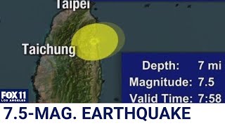 Massive earthquake rocks Taiwan setting off tsunami concerns for Japan [upl. by Ecined329]