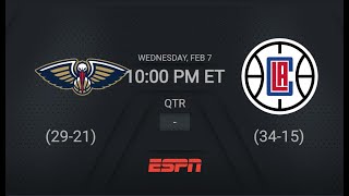 New Orleans Pelicans  Los Angeles Clippers  NBA on ESPN Live Scoreboard [upl. by Eenwat]