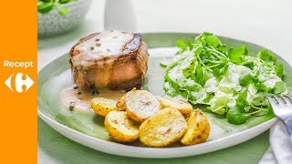 Tournedos met pepersaus en groene salade [upl. by Waylan]