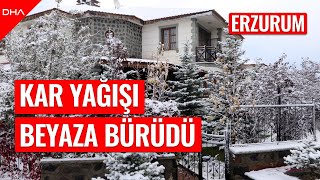 Erzurumda kar yağışı yüksek kesimler beyaza büründü [upl. by Eugenia756]