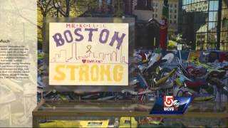 Items from Copley Square marathon memorial on display [upl. by Ayhdiv240]