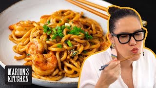 15minute Garlic Shrimp Udon Noodles  Marions Kitchen [upl. by Odlauso]