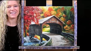 Learn How to Draw and Paint with Acrylics quotCOUNTRY BRIDGEquot Easy Beginner Autumn Landscape Painting [upl. by Campbell682]