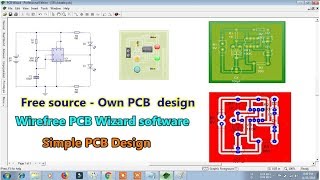 Simple PCB circuit Design in Computer  Wirefree PCB Wizard \ Free source [upl. by Renell]