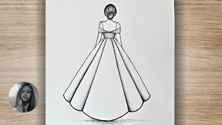 How To Draw a Princess Girl with Beautiful Dress Easy for Beginners  Beautiful Girl Drawing [upl. by Yht761]