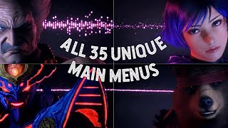 All 35 Unique Main Menus Showcase Default Outfits 4K60HZ  TEKKEN 8 [upl. by Yadrahc756]