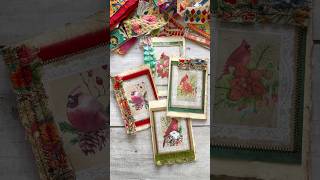 How to sew quick holiday cards with fabric scraps and paper creativesewing handmade christmascard [upl. by Asiruam]