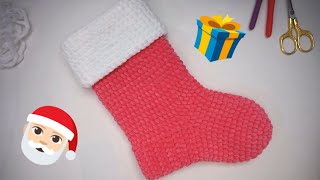 PINK Crochet Christmas STOCKING Pattern EASY [upl. by Sirmons]