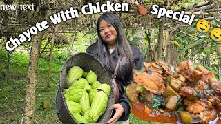 Ahsa le Squash hon danAuthentic Kuki StyleChicken with ChayoteVillage life [upl. by Rebme991]