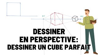 Comment dessiner en perspective  Dessiner un cube parfait [upl. by Hanny]