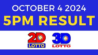 5pm Lotto Result Today October 4 2024  PCSO Swertres Ez2 [upl. by Quitt]