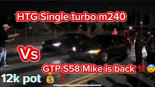 12k 💰GTP S58 Single Turbo Vs HTG Single Turbo M240 racing mexico bmw s58 m3 m240 turbo [upl. by Reckford]