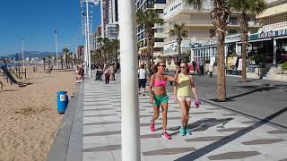 Benidorm Levante beach 15 February 2018 From McDonalds to Tiki Beach bar [upl. by Naired477]