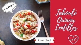 RECETTE VEGAN  Idée de lunch box  Taboulé quinoa lentilles [upl. by Michael]