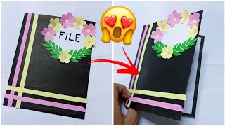 How to make handmade BEAUTIFUL BOOKLET for school projectstaple FREE BOOKLET With Design ideas [upl. by Zelda]