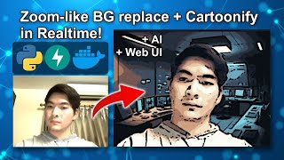 Zoomlike feature Realtime Webcam BG replacement  Cartoonify AI with FastAPI Python source code [upl. by Onit]