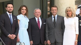 Arrivée du Roi Abdallah II de Jordanie à lÉlysée  AFP Images [upl. by Lleneg19]