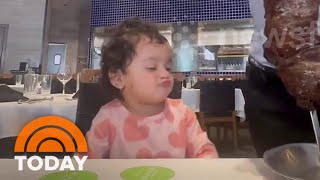 Watch this toddlers happy dance when food arrives at the table [upl. by Kellsie294]