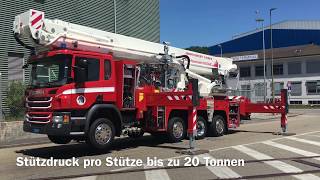 55mTeleskopmastbühne Werkfeuerwehr Roche Basel [upl. by Yeliw]