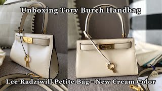 Tory Burch Lee Radziwill Petite Bag  New Cream Color I Unboxing [upl. by Albertson]