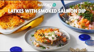 Latkes with Smoked Salmon Dip  Savory by GIANT [upl. by Nayllij685]