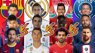 Real Madrid 2009 VS Barcelona 2014 VS Liverpool 2022 VS PSG 2023 😮🔥 ULTİMATE Comparison 💪 [upl. by Appleton]