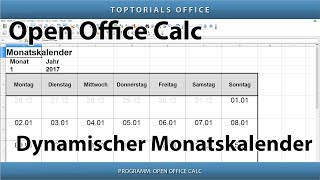 Dynamischen Monatskalender erstellen  Download OpenOffice Calc [upl. by Diad518]