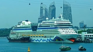 AIDA cruise ship in Singapore 2015 Sentosa view [upl. by Nos]