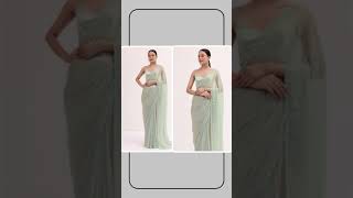 Powder Green Embellished Saree WIth Unstitched Blouse [upl. by Alyar]