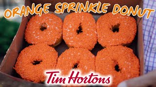 Tim Hortons Orange Sprinkle Donut  Tim Hortons Taste Test [upl. by Hgielrac]