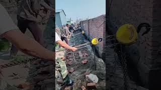 Straightening process of sloping brick walls [upl. by Carlin]