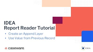 Create Append Layer  IDEA 12 Report Reader Tutorial EN [upl. by Nosneh]