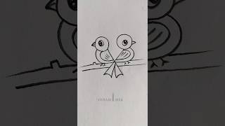 Cute Birds drawing easy birds drawingpencil drawingshorts [upl. by Asiak]