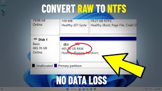 Convert RAW to NTFS Without Formatting in Windows 111087  Change raw to ntfs With No Data Loss ✅ [upl. by Latrina]