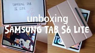 Samsung Tab S6 Lite Unboxing  First Impressions  Aesthetic 💫💗 [upl. by Cianca]