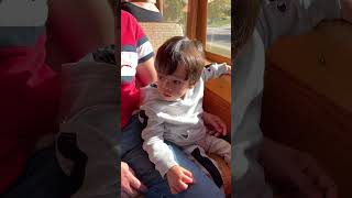 Riding the streetcar Tram at Heritage Park adorablebaby adorableboy tram cutebaby baby [upl. by Delorenzo]